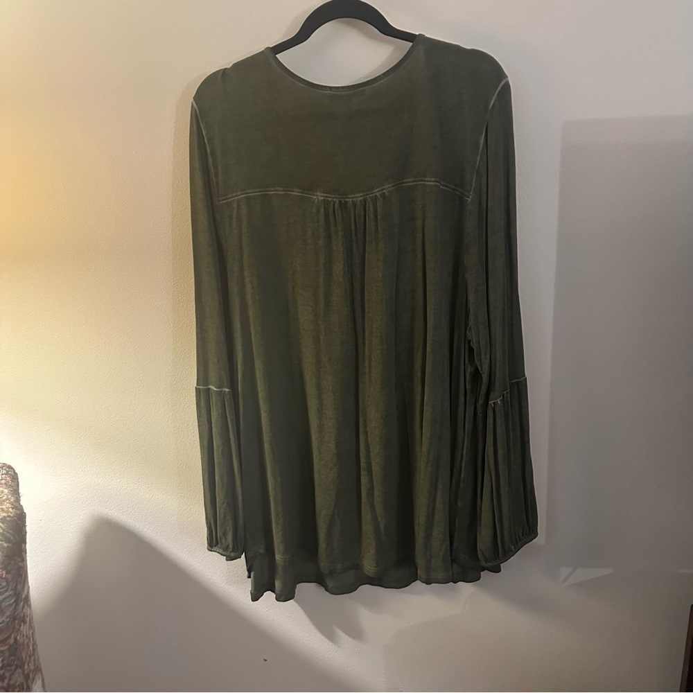 Como Blu Green Long Sleeve Romantic Bohemian Tunic Top Flowy - Picture 9 of 11